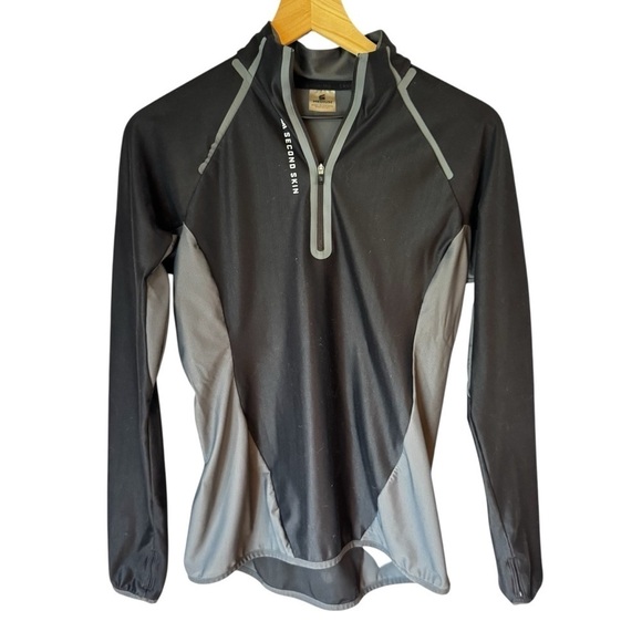 second skin Tops - Second Skin Women’s 1/4 Zip Long Sleeve Training Pullover Black Gray Sz M